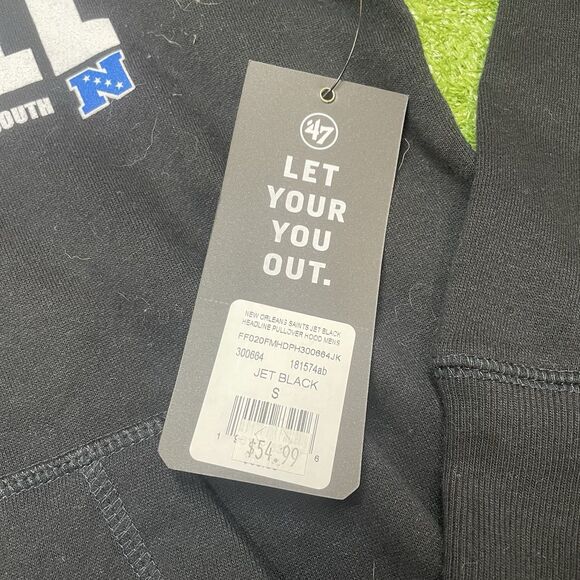 New Orleans Saints Football Black Hoodie ‘47 Brand Size Small NWT - Picture 4 of 4